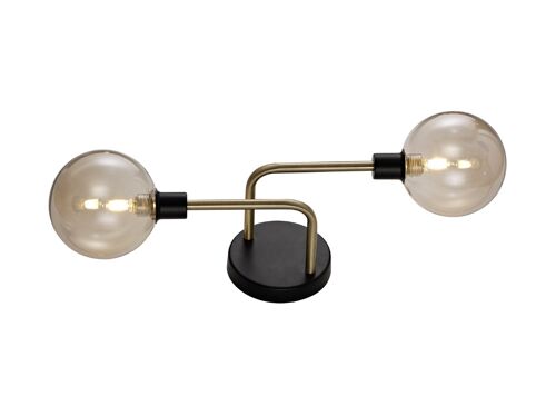 Viktoria Wall Lamp, 2 Light G9, Matt Black/Antique Brass/Cognac Glass / VL08967