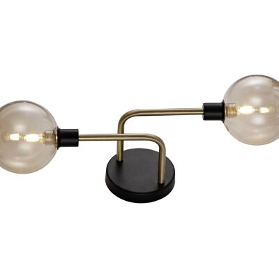 Viktoria Wall Lamp, 2 Light G9, Matt Black/Antique Brass/Cognac Glass / VL08967