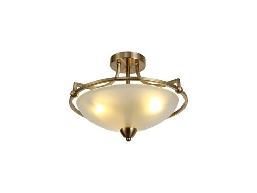 Hanne Semi-Flush Ceiling, 3 Light E27, Antique Brass/Frosted Glass / VL08987