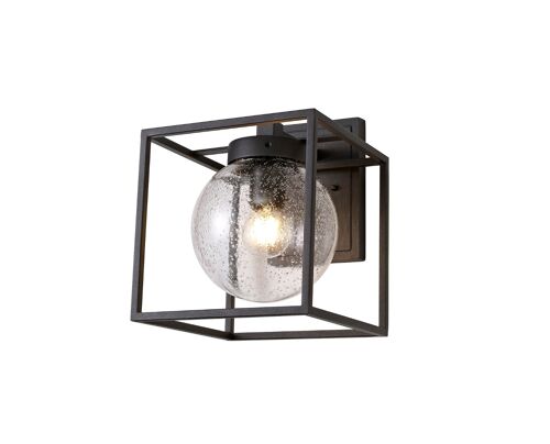 Chloe Down Wall Lamp, 1 x E27, IP54, Anthracite/Clear Seeded Glass, 2yrs Warranty / VL09015