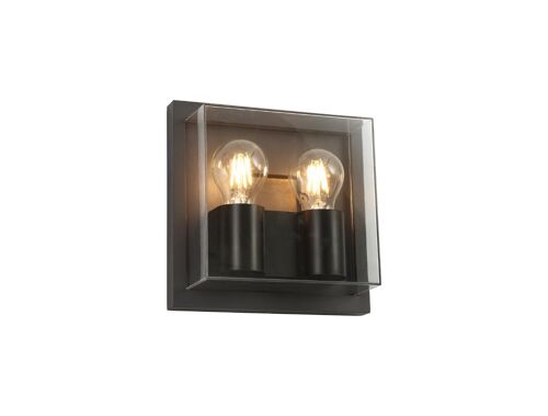 Rosie Wall Lamp, 2 x E27, IP65, Anthracite/Clear PC, 2yrs Warranty / VL09017