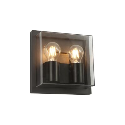 Rosie Wall Lamp, 2 x E27, IP65, Anthracite/Clear PC, 2yrs Warranty / VL09017