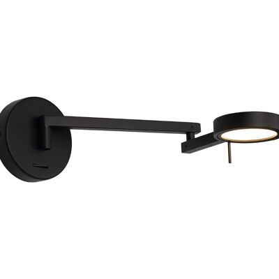 Lector/lámpara de pared con brazo oscilante ajustable conmutable Hazel, 1 LED de 8 W, 3000 K, negro arena, 3 años de garantía / VL09035