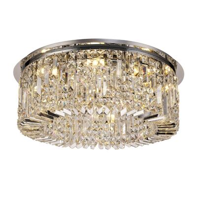 Dottie 65cm Round Flush Chandelier, 8 Light E14, Polished Chrome/Crystal / VL09039