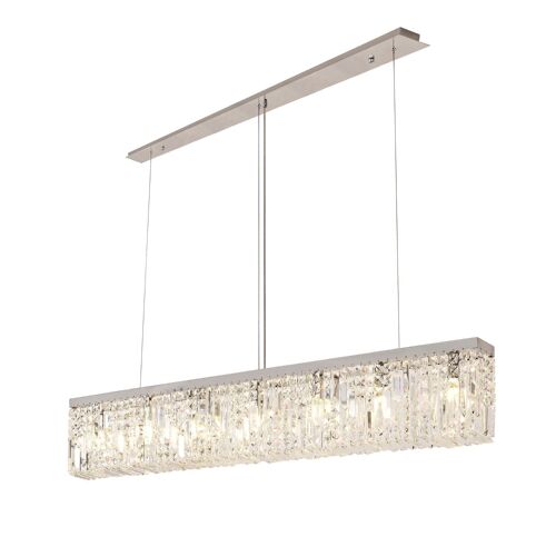 Dottie 138x9cm Linear Pendant Chandelier, 7 Light E14, Polished Chrome/Crystal / VL09044