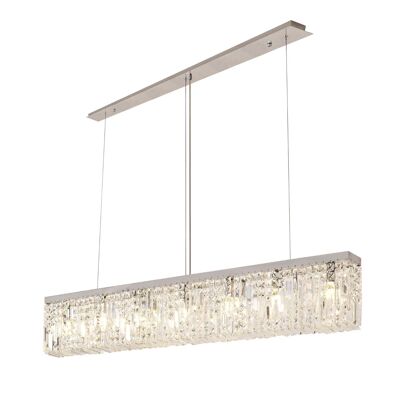 Dottie 138x9cm Linear Pendant Chandelier, 7 Light E14, Polished Chrome/Crystal / VL09044