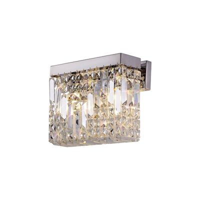 Dottie 29x13cm Rectangular Small Wall Lamp, 2 Light E14, Polished Chrome/Crystal / VL09045