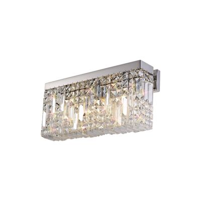Dottie 50x24cm Rectangular Large Wall Lamp, 3 Light E14, Polished Chrome/Crystal / VL09046