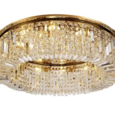 Lámpara de araña Dottie redonda de 85 cm, 12 luces E14, oro/cristal Peso del artículo: 21 kg / VL09049
