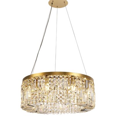 Lámpara colgante redonda Dottie de 60 cm, 8 luces E14, dorado/cristal / VL09050