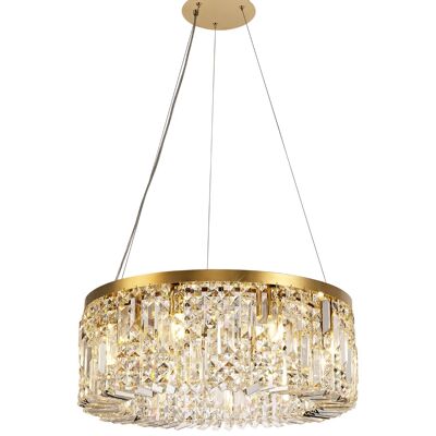 Lustre suspendu rond Dottie 60 cm, 8 ampoules E14, or/cristal / VL09050