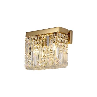 Dottie 29x13cm Rechteckige kleine Wandlampe, 2 Lichter E14, Gold/Kristall / VL09054