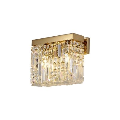 Dottie 29x13cm Rectangular Small Wall Lamp, 2 Light E14, Gold/Crystal / VL09054