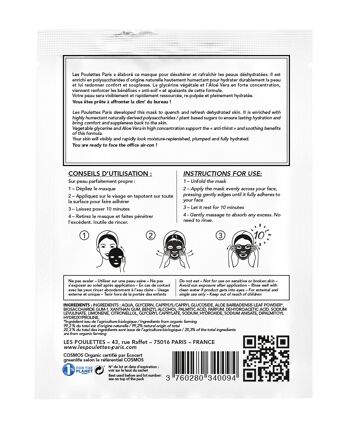 Masque Hydra Fraîcheur visage tissu -coton organique- Coup d'Éclat certifié Bio Cosmos Organic -  Ecocert 7