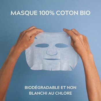 Masque Hydra Fraîcheur visage tissu -coton organique- Coup d'Éclat certifié Bio Cosmos Organic -  Ecocert 2
