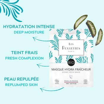 Masque Hydra Fraîcheur visage tissu -coton organique- Coup d'Éclat certifié Bio Cosmos Organic -  Ecocert 5