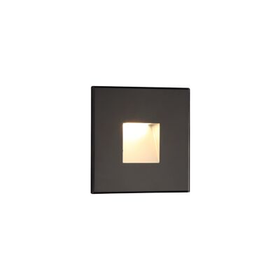 Lámpara de pared con frente de vidrio cuadrada empotrada en cobalto, 1 LED de 1,8 W, 3000 K, 70 lm, IP65, negro, 3 años de garantía / VL09060