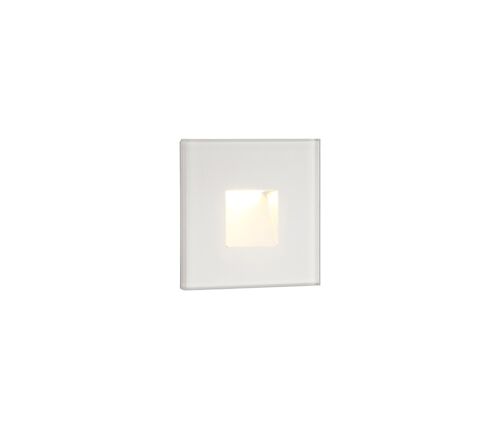 Cobalt Recessed Square Glass Fronted Wall Lamp, 1 x 1.8W LED, 3000K, 70lm, IP65, White, 3yrs Warranty / VL09061