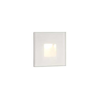 Lámpara de pared con frente de vidrio cuadrada empotrada en cobalto, 1 LED de 1,8 W, 3000 K, 70 lm, IP65, blanco, 3 años de garantía / VL09061