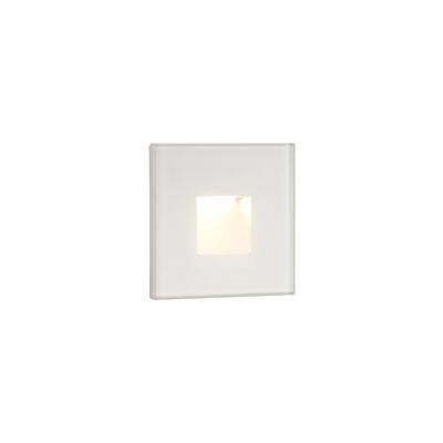 Kobaltblaue quadratische Einbau-Wandleuchte mit Glasfront, 1 x 1,8 W LED, 3000 K, 70 lm, IP65, Weiß, 3 Jahre Garantie / VL09061