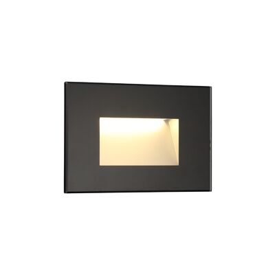 Cobalt Recessed Rectangle Glass Fronted Wall Lamp, 1 x 3.3W LED, 3000K, 145lm, IP65, Black, 3yrs Warranty / VL09062