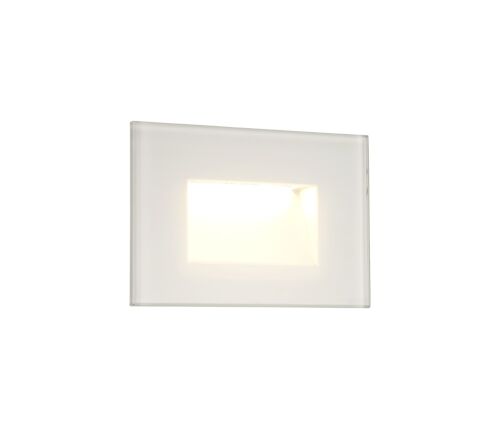 Cobalt Recessed Rectangle Glass Fronted Wall Lamp, 1 x 3.3W LED, 3000K, 145lm, IP65, White, 3yrs Warranty / VL09063