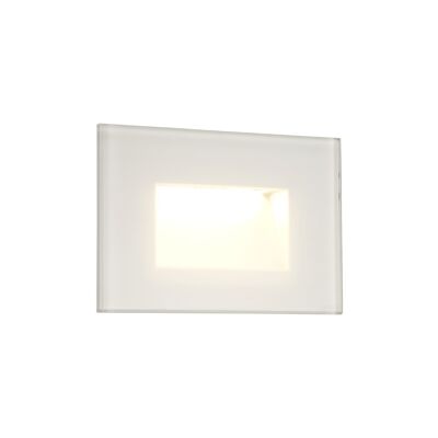 Lámpara de pared con frente de vidrio rectangular empotrada en cobalto, 1 LED de 3,3 W, 3000 K, 145 lm, IP65, blanco, 3 años de garantía / VL09063