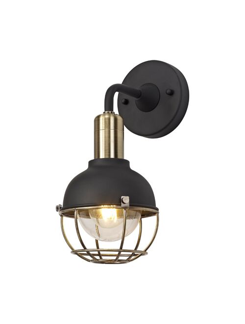 Olga Wall Lamp, 1 Light E27, IP65, Matt Black/Brushed Bronze, 2yrs Warranty / VL09075