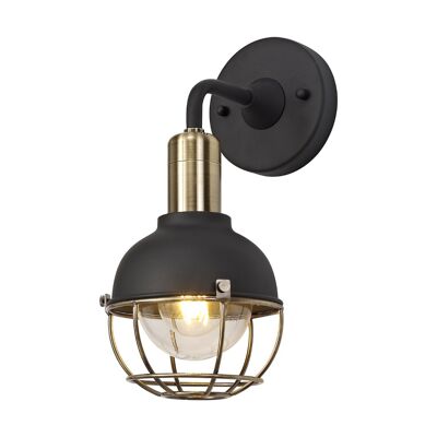 Olga Wall Lamp, 1 Light E27, IP65, Matt Black/Brushed Bronze, 2yrs Warranty / VL09075