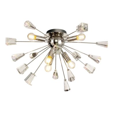 Aimee Sputnik da soffitto, 6 luci E14, oro spazzolato e nero lucido/cristallo / VL09295