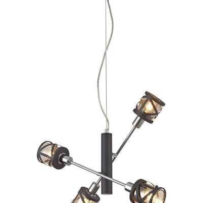 Polly 4 Light Adjustable Pendant E14, Matt Grey/Polished Chrome/Cognac / VL09351