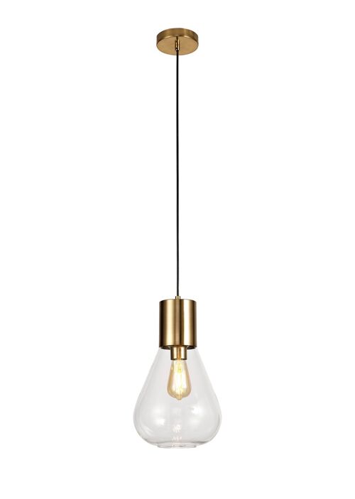 Eliza Narrow Pendant, 1 x E27, Ancient Brass/Clear Glass / VL09367