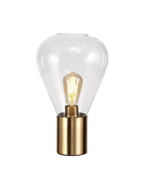 Eliza Narrow Table Lamp, 1 x E27, Ancient Brass/Clear Glass / VL09369