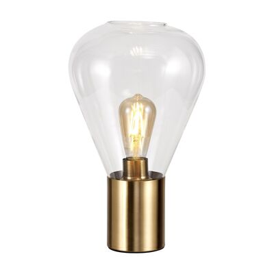 Lampada da tavolo stretta Eliza, 1 x E27, ottone antico/vetro trasparente / VL09369