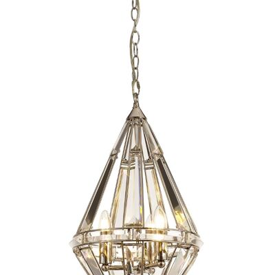 Lámpara Colgante Leyla Diamond, 3 Luces E27, Níquel Pulido / VL09374
