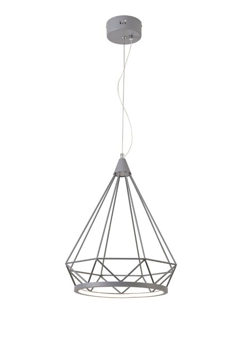 Russel Large Diamond Pendant, 1 x 10W LED, 3700K, Matt Grey, 3yrs Warranty / VL09376