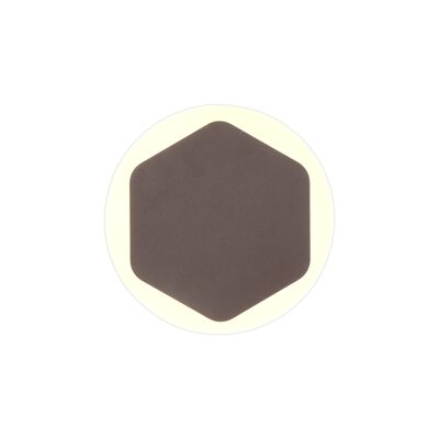 Lámpara de pared con base magnética Emma, LED de 12 W, 3000 K, 498 lm, centro redondo hexagonal de 15 cm vertical de 19 cm, difusor de café/acrílico esmerilado / VLK01665