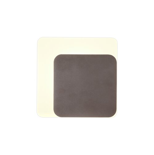 Emma Magnetic Base Wall Lamp, 12W LED 3000K 498lm, 15/19cm Square Right Offset, Coffee/Acrylic Frosted Diffuser / VLK01668