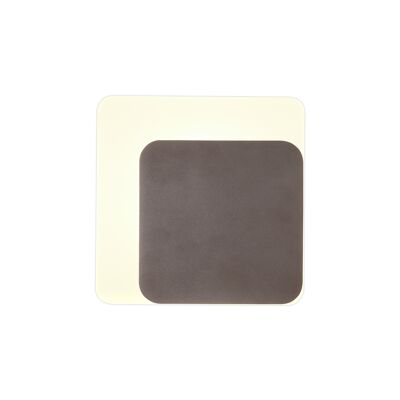 Emma Magnetic Base Wall Lamp, 12W LED 3000K 498lm, 15/19cm Square Right Offset, Coffee/Acrylic Frosted Diffuser / VLK01668