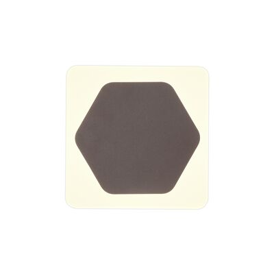Emma Magnetic Base Wall Lamp, 12W LED 3000K 498lm, 15cm Horizontal Hexagonal 19cm Square Centre, Coffee/Acrylic Frosted Diffuser/ VLK01673