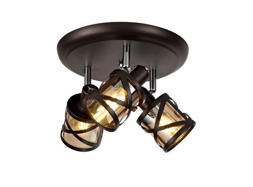 Polly 3 Light Round Spotlight E14, Oiled Bronze/Polished Chrome/Amber / VL09378