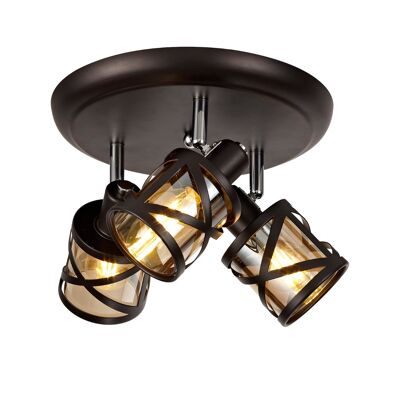 Polly 3 Light Round Spotlight E14, Oiled Bronze/Polished Chrome/Amber / VL09378