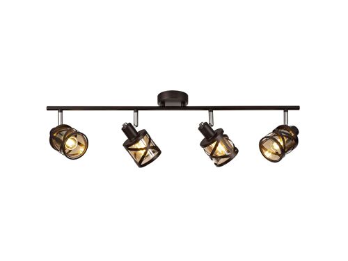 Polly 4 Light Linear Bar Spotlight E14, Oiled Bronze/Polished Chrome/Amber / VL09379