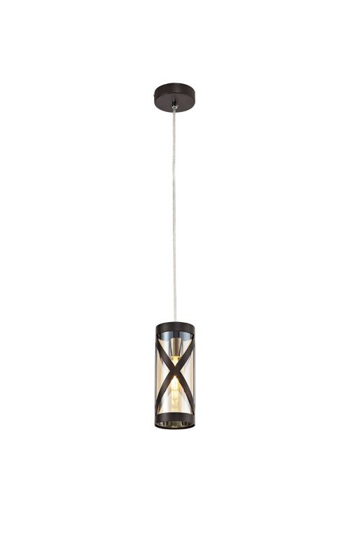 Polly 1 Light Pendant E14, Oiled Bronze/Polished Chrome/Amber / VL09380