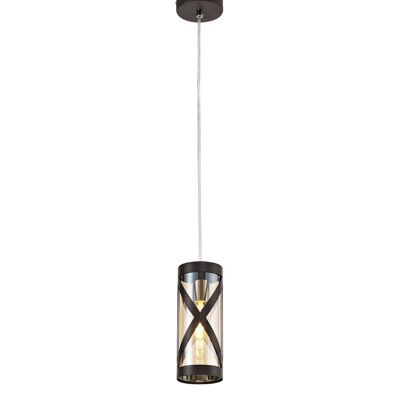 Polly 1 Light Pendant E14, Oiled Bronze/Polished Chrome/Amber / VL09380