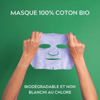 Masque Coup d'Éclat visage tissu -coton organique- Coup d'Éclat certifié Bio Cosmos Organic -  Ecocert 2