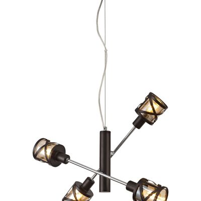 Polly 4 Light Adjustable Pendant E14, Oiled Bronze/Polished Chrome/Amber / VL09383