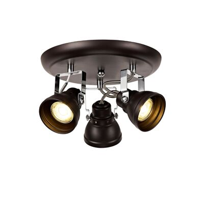 Foco redondo orientable Doyle, 3 x GU10 (LED máx. 10 W), bronce aceitado/cromo pulido / VL09385