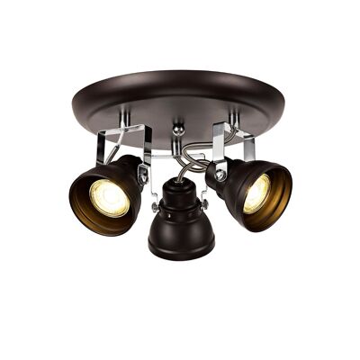 Doyle Adjustable Round Spotlight, 3 x GU10 (Max 10W LED), Oiled Bronze/Polished Chrome / VL09385