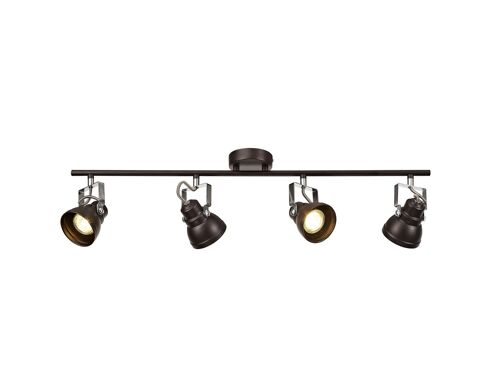 Doyle Adjustable Linear Bar Spotlight, 4 x GU10 (Max 10W LED), Oiled Bronze/Polished Chrome / VL09386